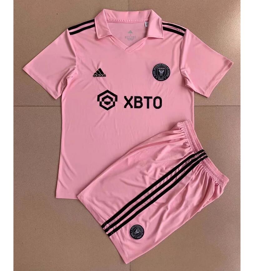 Kids Inter Miami 2022/23 Rosa Home Soccer Kits Shirt With Shorts